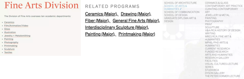 RISD、MICA、RCA三所院校關(guān)于純藝術(shù)的劃分