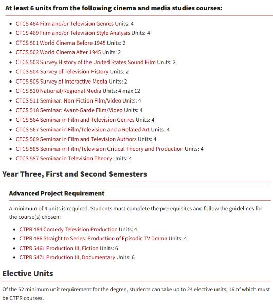 南加州大學(xué)電影學(xué)院課程內(nèi)容